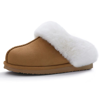 Winter Plush House Slippers for Women Indoor Fuzzy Slides Fluffy Faux Fur Slippers Soft-Sole Warm Furry Bedroom Slides