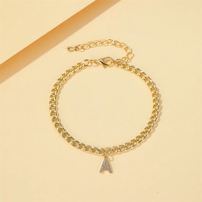 Crystal Initial Letter Anklets for Women Alphabet Cuban Link Foot Chain Beach Leg Chain Bracelets Boho Tiny Zircon Jewelry Gift