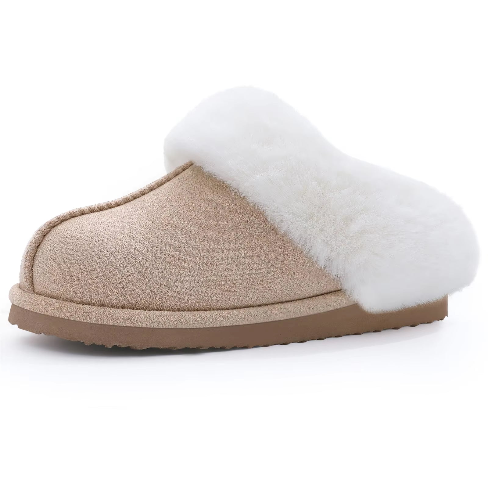 Winter Plush House Slippers for Women Indoor Fuzzy Slides Fluffy Faux Fur Slippers Soft-Sole Warm Furry Bedroom Slides